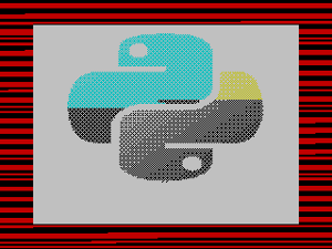 A TZX file generated with PyTzx loading on a spectrum emulator. Example 2: Python logo with turbo speed loading.